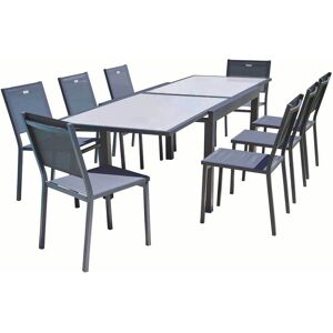 Ozalide Ensemble table et 8 chaises de jardin en aluminium anthracite Gris 270x75x90cm - Publicité Ozalide Ensemble table et 8 chaises de jardin en aluminium anthracite Gris 270x75x90cm - Publicité
