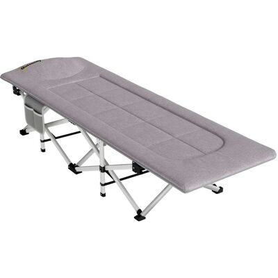 Outsunny Lit de camping pliable matelas transat acier gris Gris 185x37x65cm - Publicité Outsunny Lit de camping pliable matelas transat acier gris Gris 185x37x65cm - Publicité