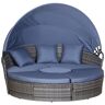 Outsunny Lit canapé de jardin modulable 8 coussins résine grise polyester bleu Bleu 180x147x175cm