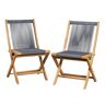 Wanda Collection Lot de 2 chaises de jardin en teck et corde dark grey Gris 52x85x58cm