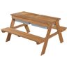 roba Table de pique-nique pour 4 enfants en bois teck avec 2 bacs Marron 86x50x89cm