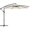 SONGMICS Parasol de jardin extérieur déporté Ø 3 m upf 50+ beige Beige 300x245x300cm