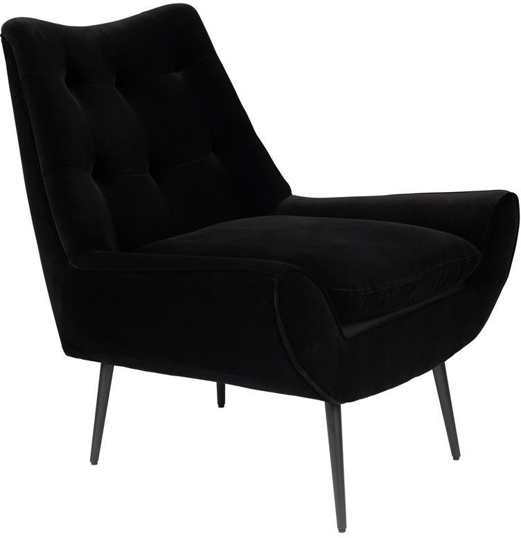 Dutchbone Fauteuil en velours noir Noir 80x84x80cm