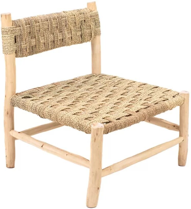 HYDILE Fauteuil en bois d'eucalyptus et corde 75x65x65 Beige 65x75x65cm