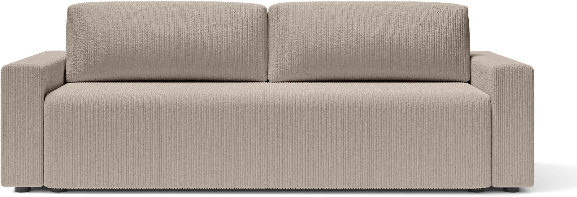 Baita Canapé droit convertible en velours côtelé 3 places grège Beige 222x83x83cm