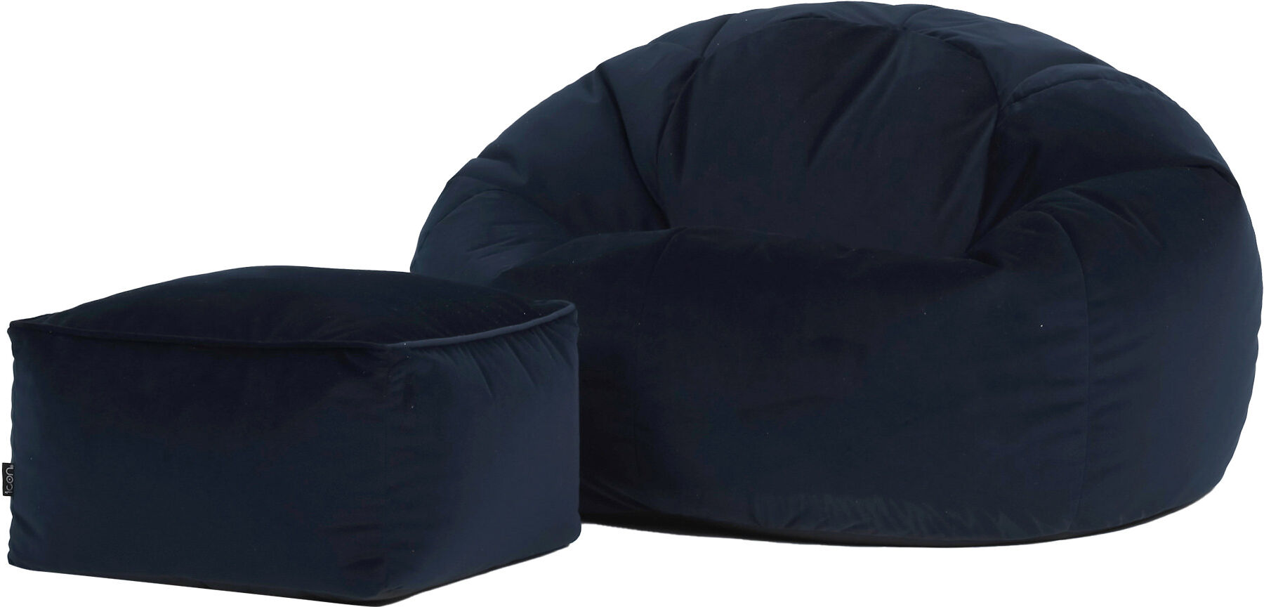 Icon Pouf avec repose-pied velours bleu minuit Bleu 85x50x85cm