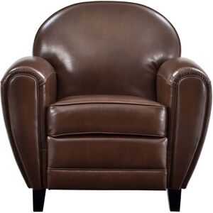 Rendez-Vous Deco Fauteuil marron en croute de cuir enduite Marron 87x85x85cm