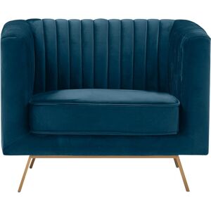 Rendez-Vous Deco Fauteuil en velours bleu fonce Bleu 89x70x85cm