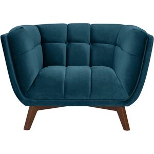 Rendez-Vous Deco Fauteuil en velours bleu fonce Bleu 110x75x90cm