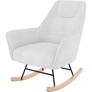 Rendez-Vous Deco Rocking-chair blanc effet laine bouclette en tissu Blanc 75x91x94cm