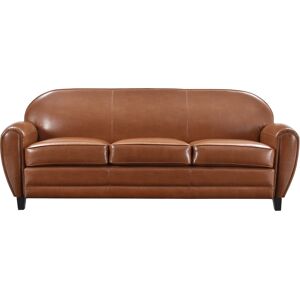 Rendez-Vous Deco Canape 3 places camel en croute de cuir enduite Marron 214x85x83cm