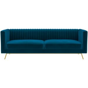 Rendez-Vous Deco Canape 3 places en velours bleu fonce Bleu 210x70x87cm