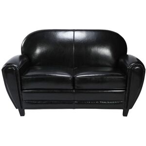 Rendez-Vous Deco Canape 2 places noir en croute de cuir enduite Noir 144x85x83cm