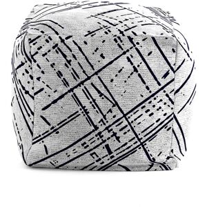 Rodier Pouf carre impression digitale rayures modernes 50x50x50 cm Gris 50x50x50cm