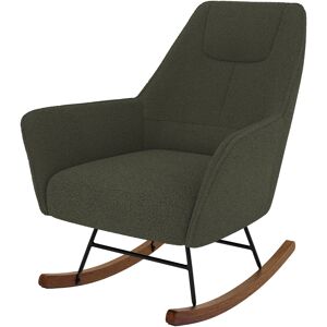 Rendez-Vous Deco Rocking-chair kaki effet laine bouclette en tissu Vert 75x91x94cm