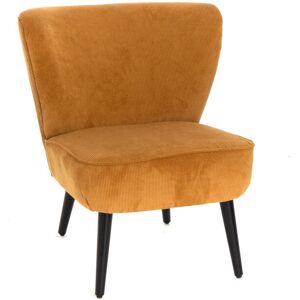 Hellin Fauteuil crapaud en velours cotele Jaune 73x74x65cm