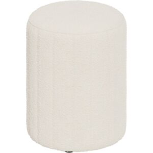 Rendez-Vous Deco Pouf rond en tissu blanc boucle Blanc 36x46x36cm