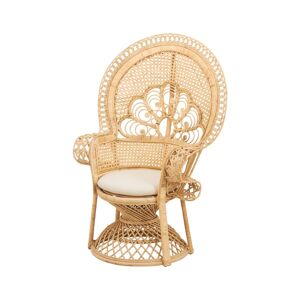 Rendez-Vous Deco Fauteuil en rotin naturel et coussin blanc Beige 93x132x66cm