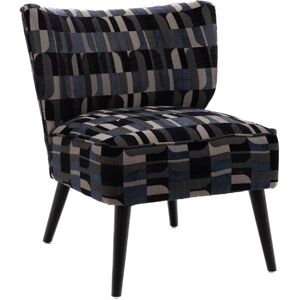 Hellin Fauteuil crapaud en tissu multicolore motifs geometriques Bleu 65x71x62cm