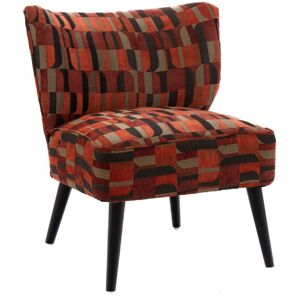 Hellin Fauteuil crapaud en tissu multicolore motifs geometriques Rouge 65x71x62cm