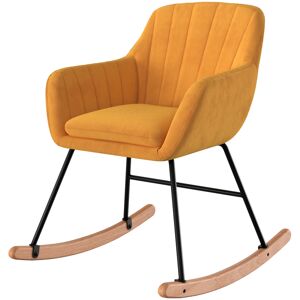 Rendez-Vous Deco Rocking-chair en velours jaune Jaune 62x85x71cm