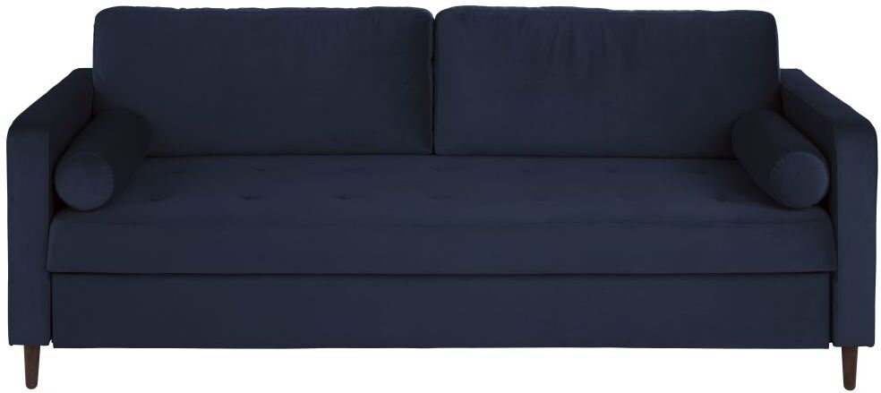 Maisons du Monde Canapé convertible 3/4 places en velours bleu nuit Bleu 210x90x90cm