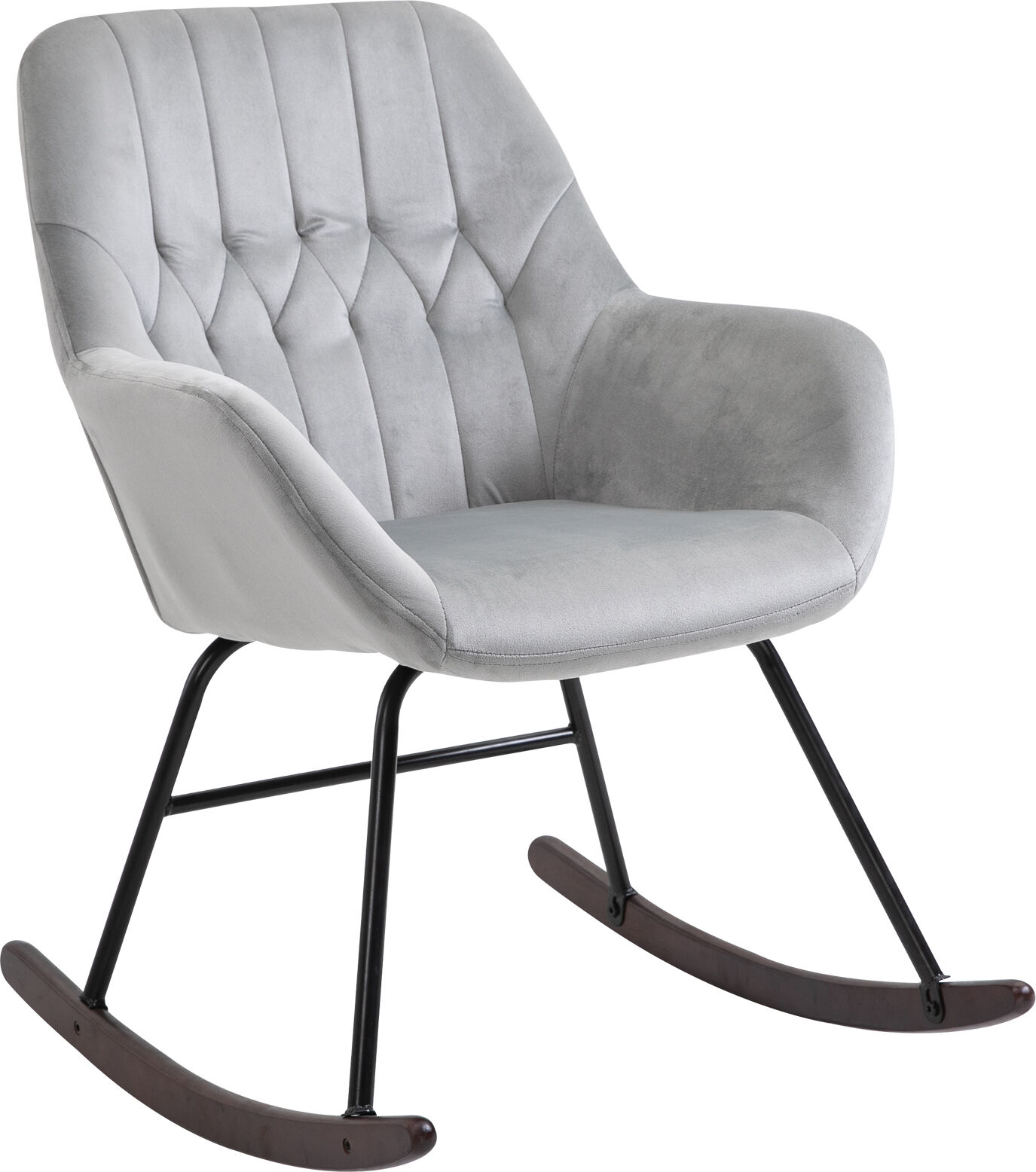 Homcom Fauteuil à bascule grand confort velours gris clair Gris 61x88x70cm