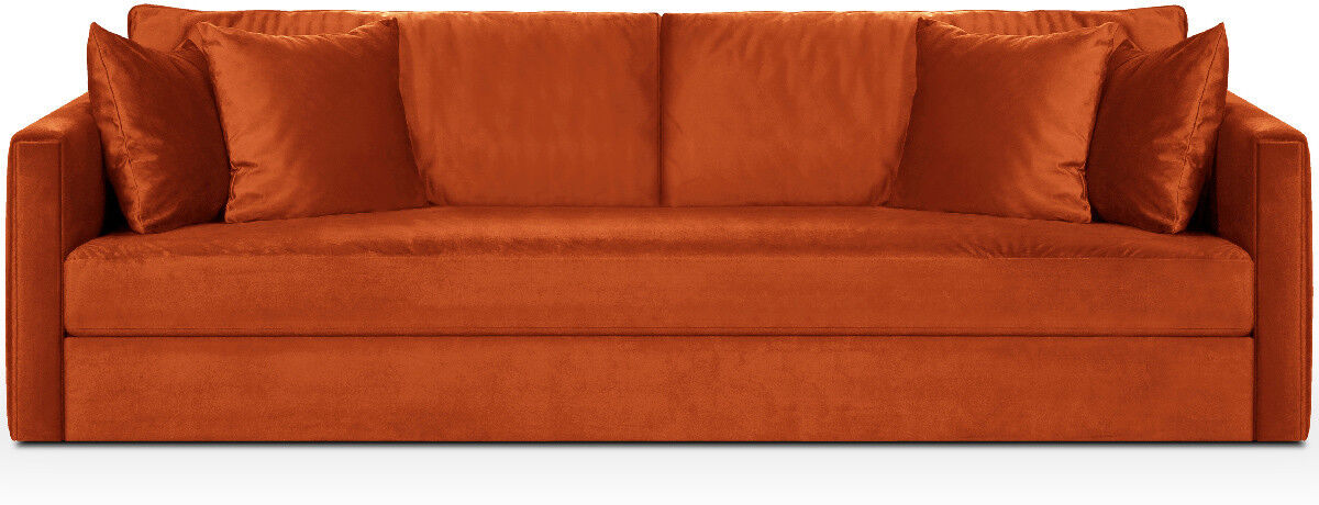 Homifab Canapé 4 places en velours rouille + 4 coussins déco Orange 226x74x108cm