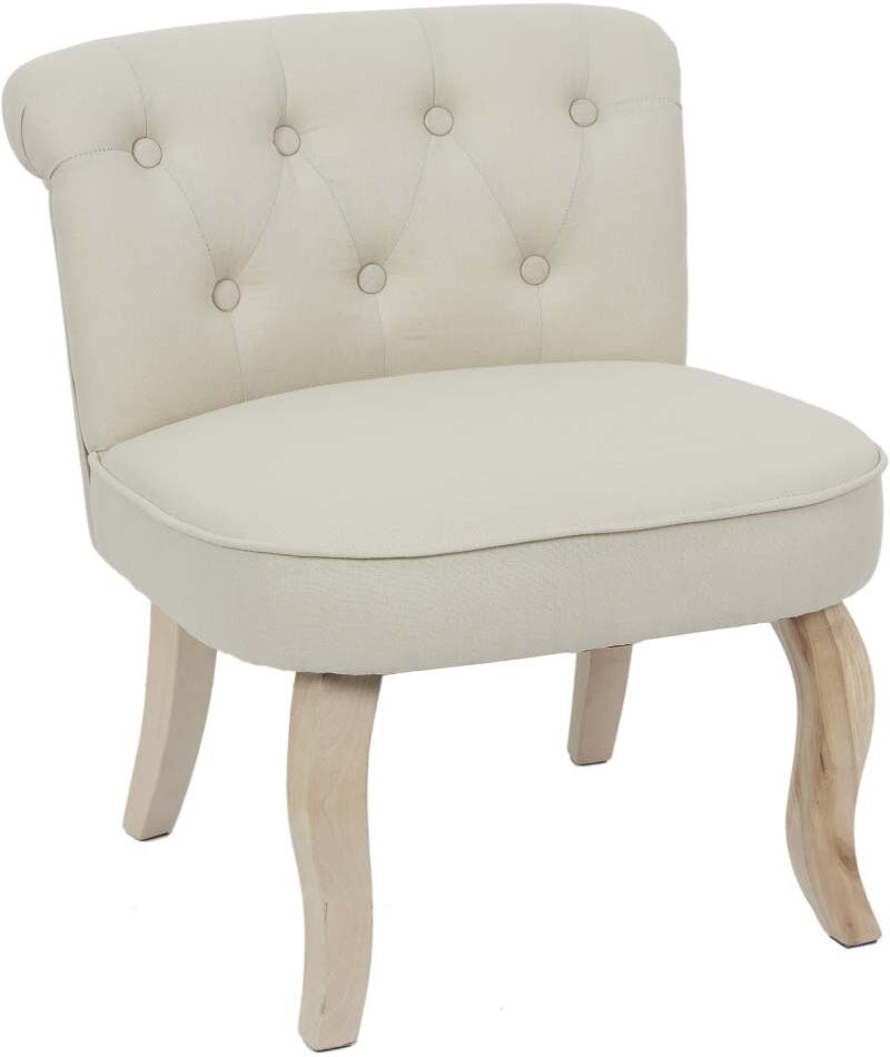 The Home Deco Factory Fauteuil en bois et tissu eleonore beige Beige 54x64x54cm