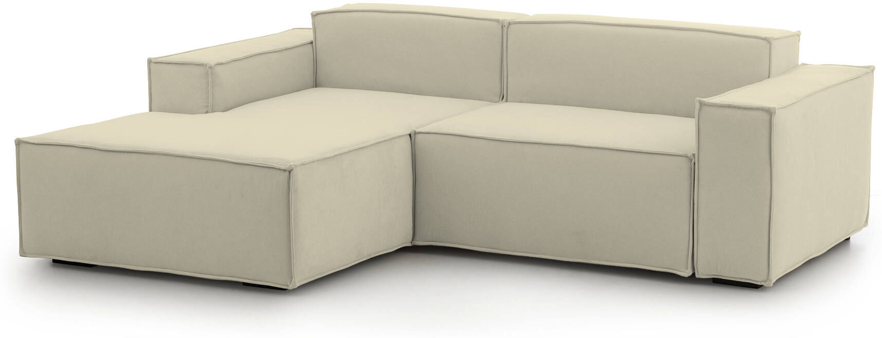 Talamo Italia Canapé d'angle 2 places en tissu beige Beige 220x70x170cm