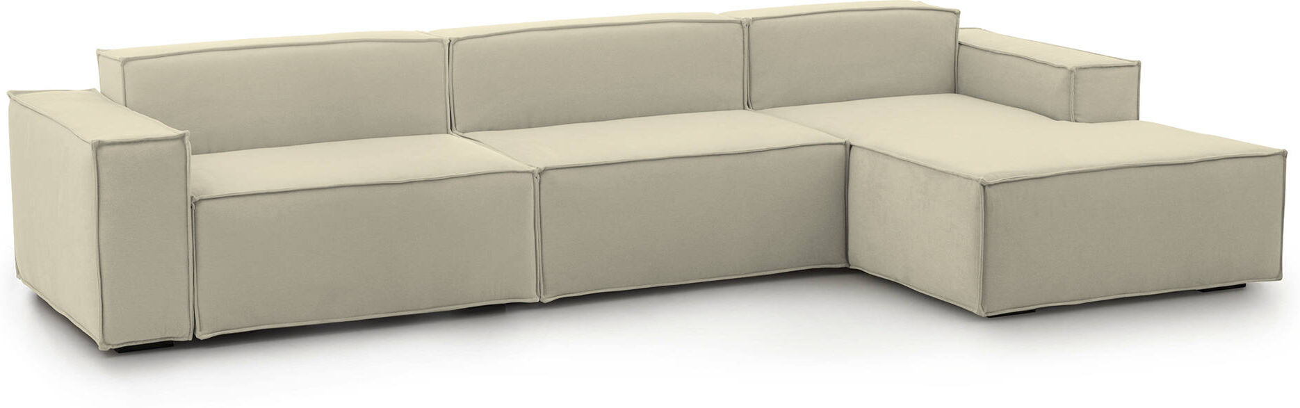 Talamo Italia Canapé d'angle 4 places en tissu beige Beige 340x70x170cm