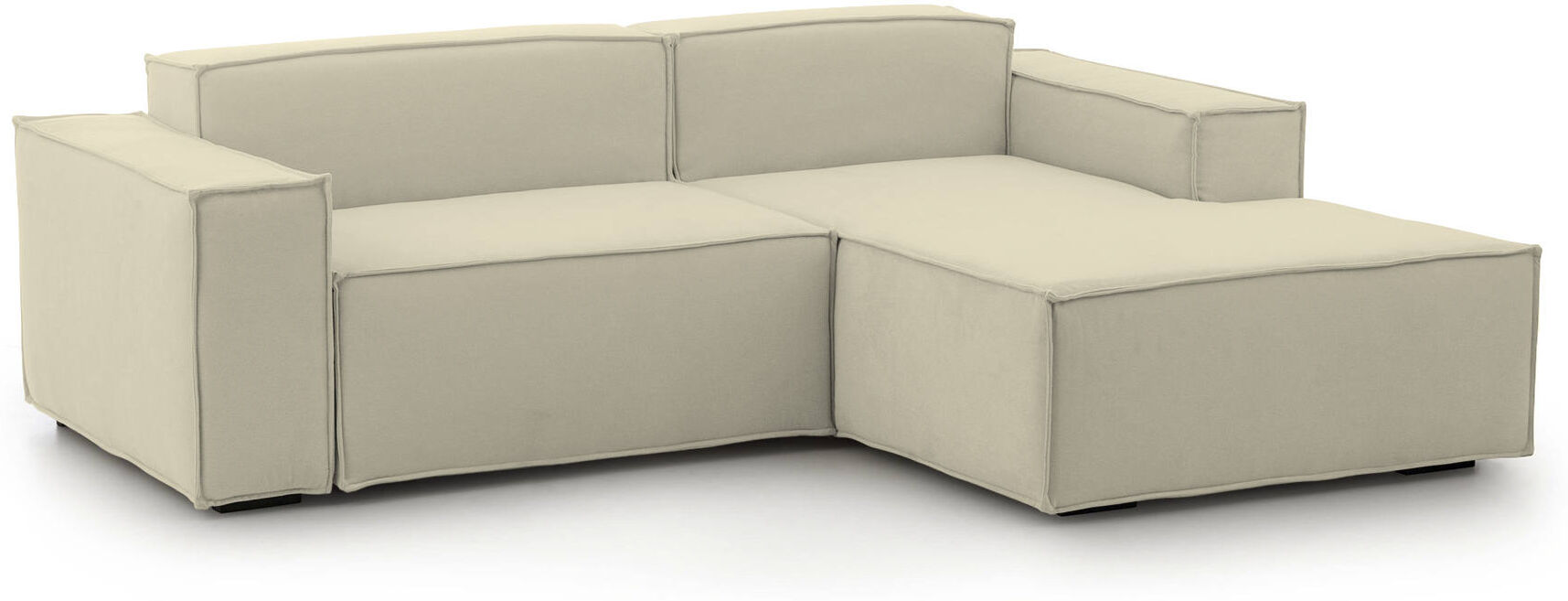 Talamo Italia Canapé d'angle 2 places en tissu beige Beige 240x70x170cm