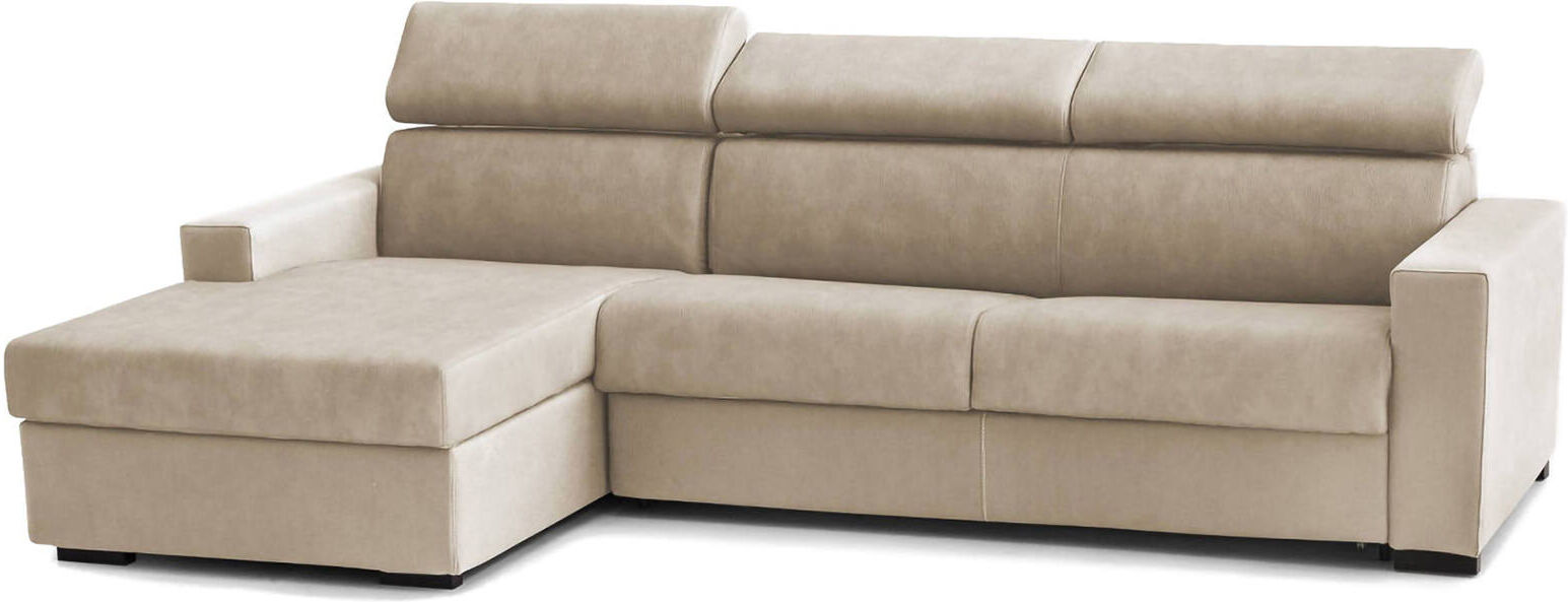 Talamo Italia Canapé d'angle fixe 3 places en tissu beige Beige 260x85x95cm