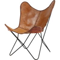 Maisons du Monde Fauteuil en croûte de cuir camel Marron 72x92x76cm