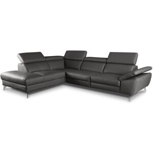 Venesetti Canapé angle gauche relax électrique cuir anthracite 5 places