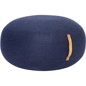 Hübsch Pouf en laine bleue avec poignée en cuir D70 Bleu 70x35x70cm