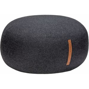 Hübsch Pouf en laine noir avec poignée en cuir Gris 75x35x75cm