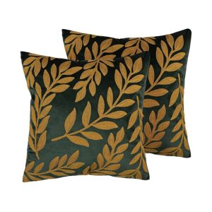 Beliani Lot de 2 coussin décoratifs en tissu vert 45x12cm Vert 45x12x45cm