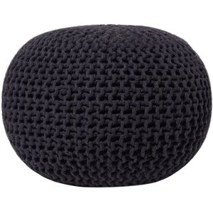 Beliani Pouf en coton noir 50 x 35 cm Noir 50x35x50cm