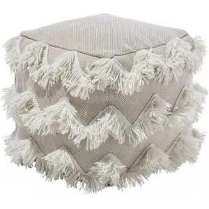 Beliani Pouf en laine et coton beige 44 x 45 cm Beige 44x44x45cm