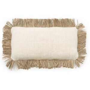 Bazar Bizar Coussin en coton et raphia naturel blanc 30x50 Blanc 50x10x30cm