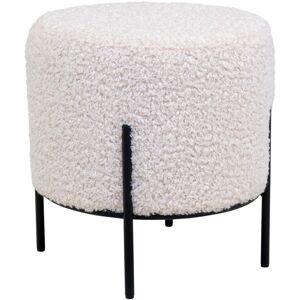 House Nordic Pouf rond en tissu bouclette et métal D35,5cm blanc Blanc 36x37x36cm