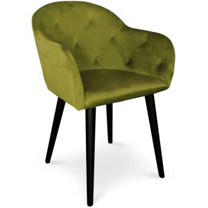 Menzzo Fauteuil velours kaki Vert 58x81x60cm