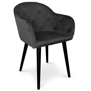 Menzzo Fauteuil velours noir Noir 58x81x60cm