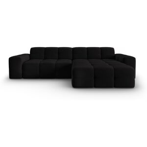 Micadoni Home Canapé d'angle droit 4 places en tissu velours noir Noir 256x79x173cm