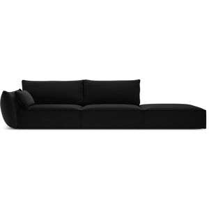 Micadoni Home Canapé droit 4 places en tissu velours noir Noir 264x85x110cm