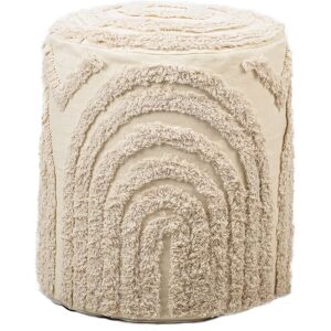 Nordlys Pouf en tissu beige style scandinave Beige 40x42x40cm