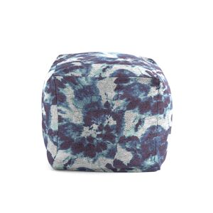 Rodier Pouf carre impression digitale style tie dye 50x50x50 cm Bleu 50x50x50cm