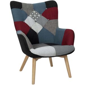 The Home Deco Factory Fauteuil assise en tissu patchwork Multicolore 72x99x80cm