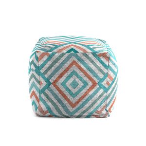 Rodier Pouf carre impression digitale design geometrique 50x50x50 cm Bleu 50x50x50cm